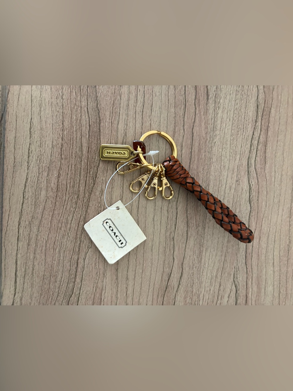 Coach Braided #7204 brass Leather Key Hardware